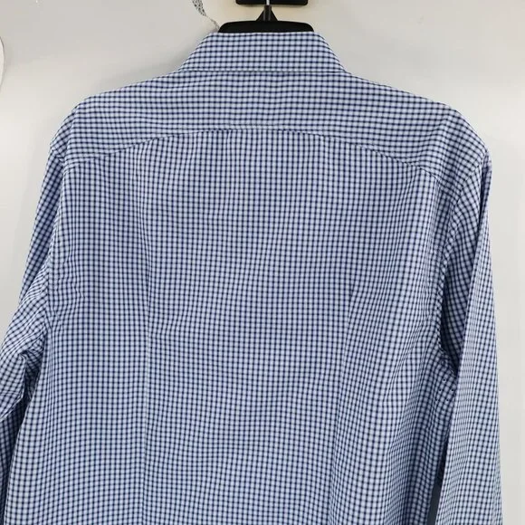 Ministry Of Supply Shirt Mens Large Blue Check Slim Fit Recycled poly Button Up - Picture 9 of 12